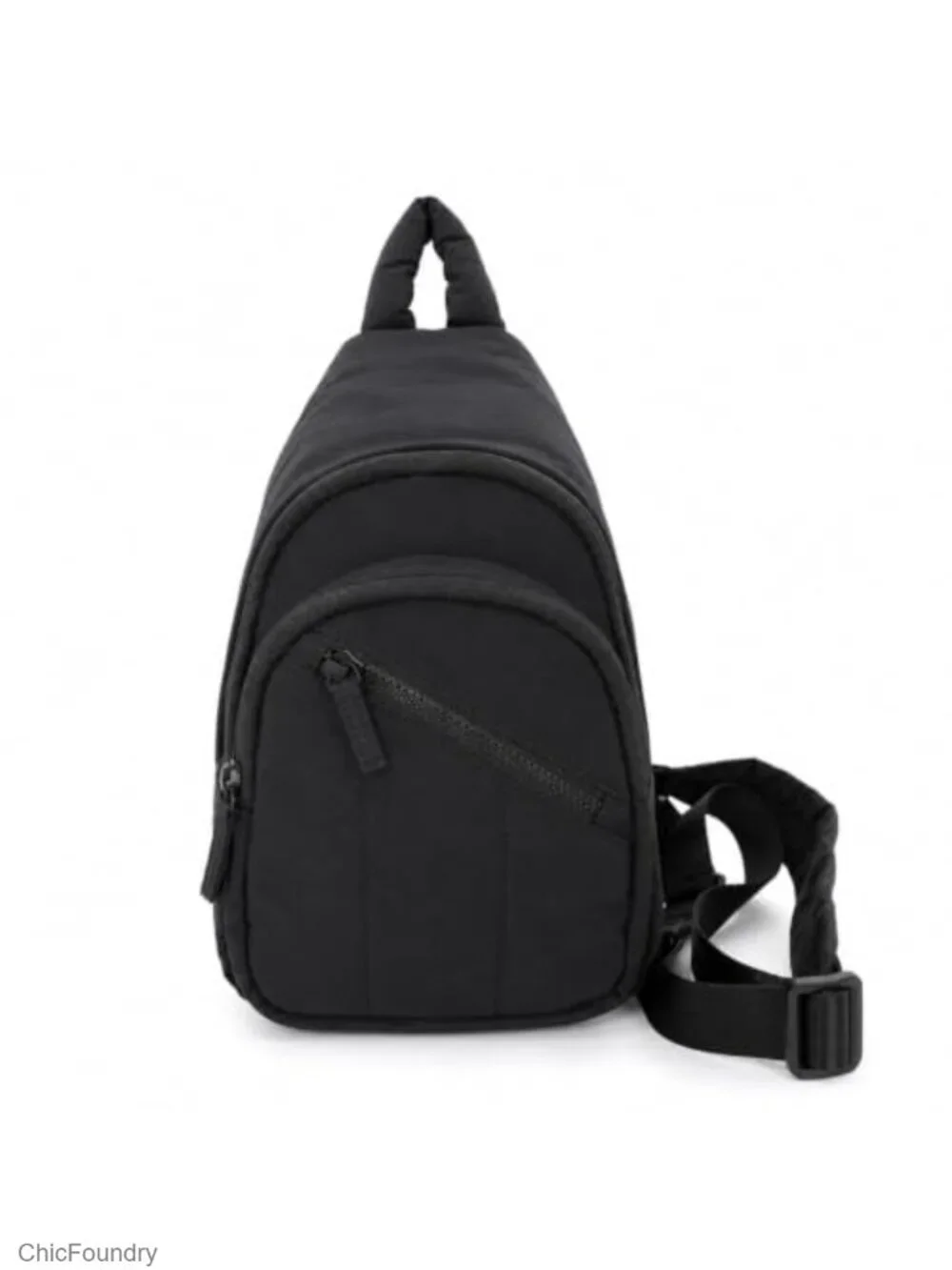 Women's Quilted Nylon Crossbody Sling Bag with Hidden Bottle Pocket RFID